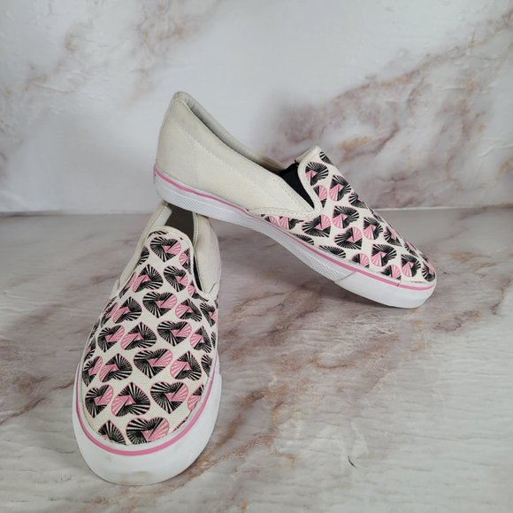 Vision Street '80s Pink Black Tattoo HYPNO HEART Slip-On Skater Canvas Shoes - Picture 6 of 10
